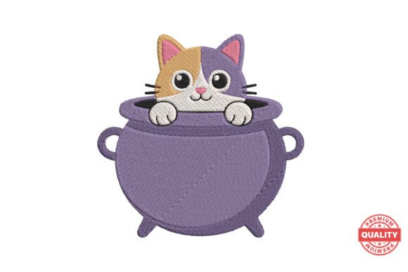 Cute Cat in Cauldron Embroidery: A Halloween Review