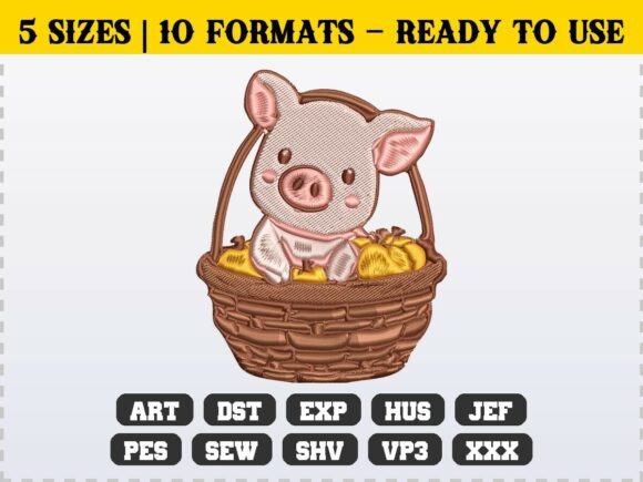 Cute Fall Pig Farm Animal Embroidery Review