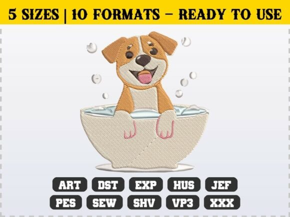 Cute Puppy in Tub Funny Embroidery Review