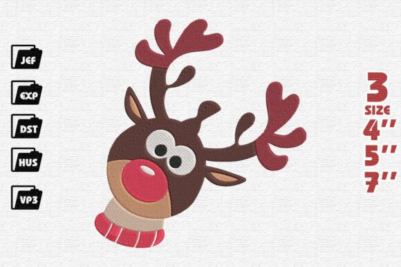 Cute Round Christmas Reindeer Embroidery Design Review