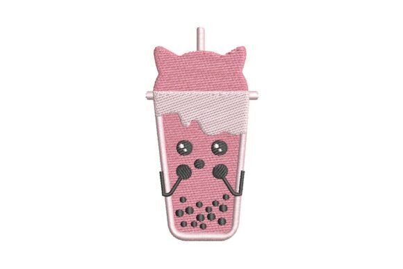 Kawaii Cat Boba Tea Embroidery Design Review