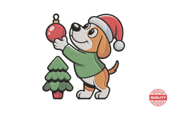 Puppy Decorating Christmas Tree Embroidery Review