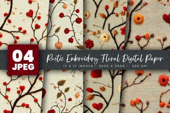Rustic Embroidery Floral Digital Paper Review